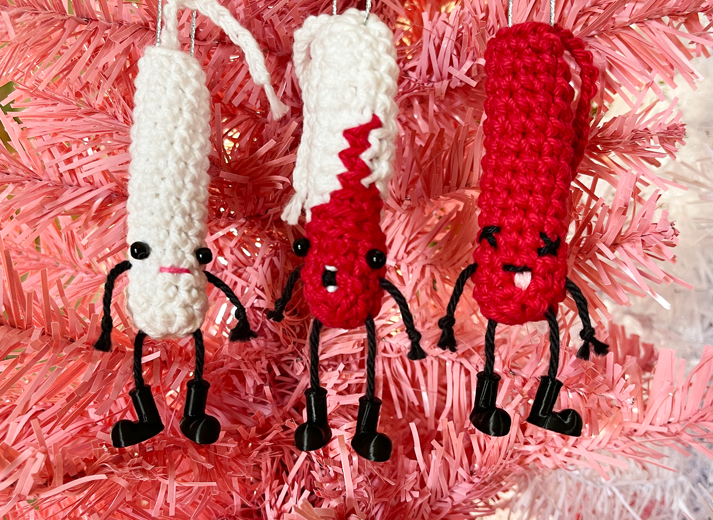Funny Christmas Ornaments Evolution of a Tampon Set of 3 Crochet Tampons