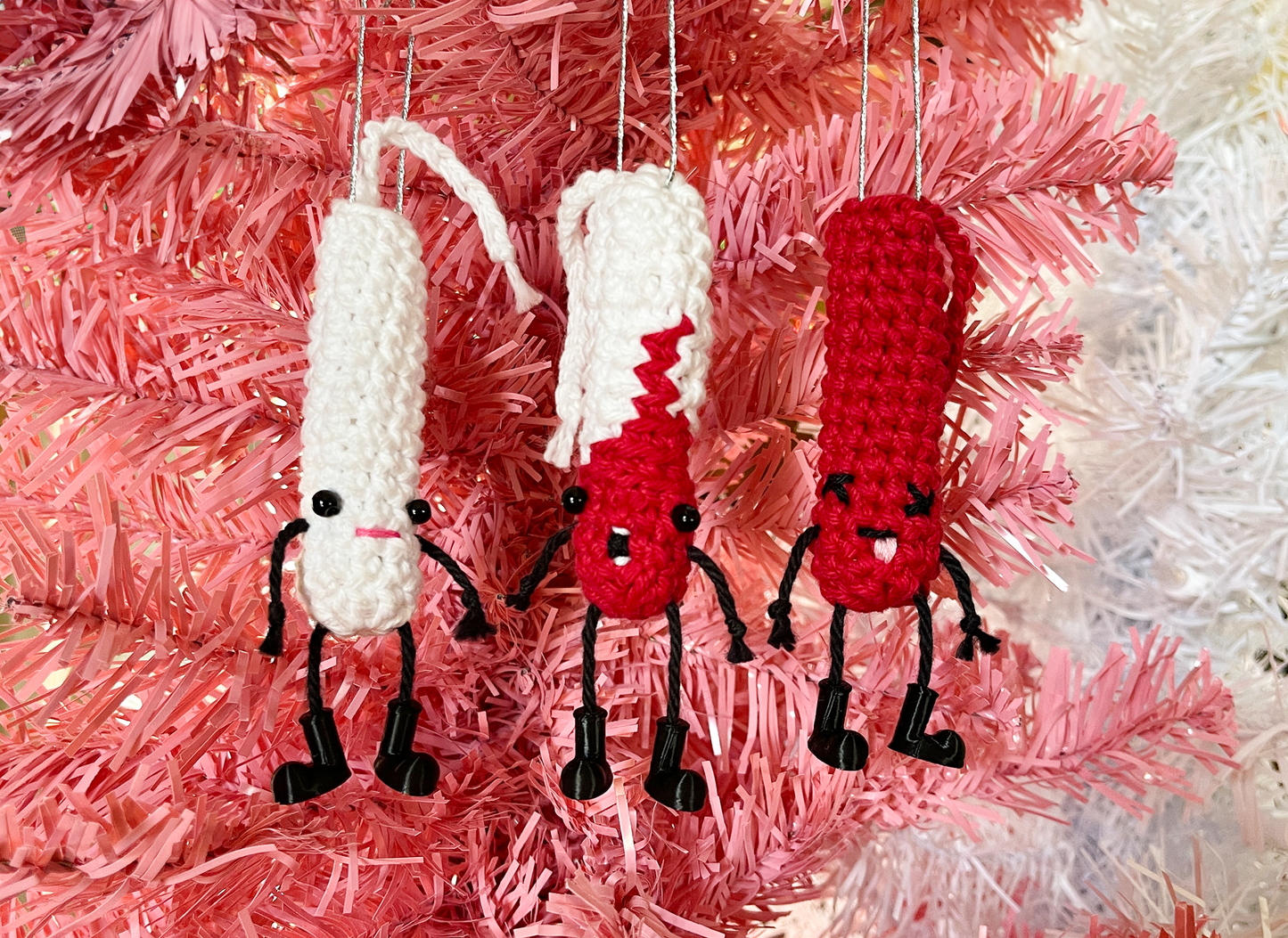 Funny Christmas Ornaments Evolution of a Tampon Set of 3 Crochet Tampons