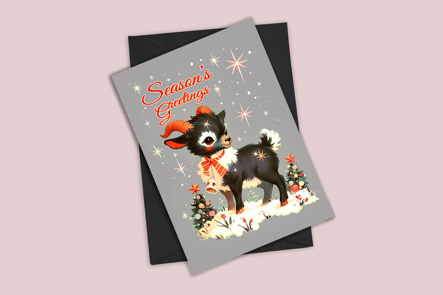 Little Goat Witchy Goth Christmas Card