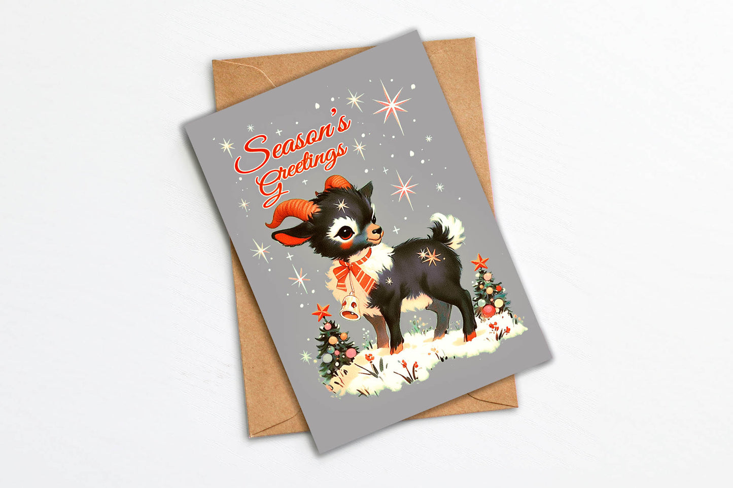Little Goat Witchy Goth Christmas Card