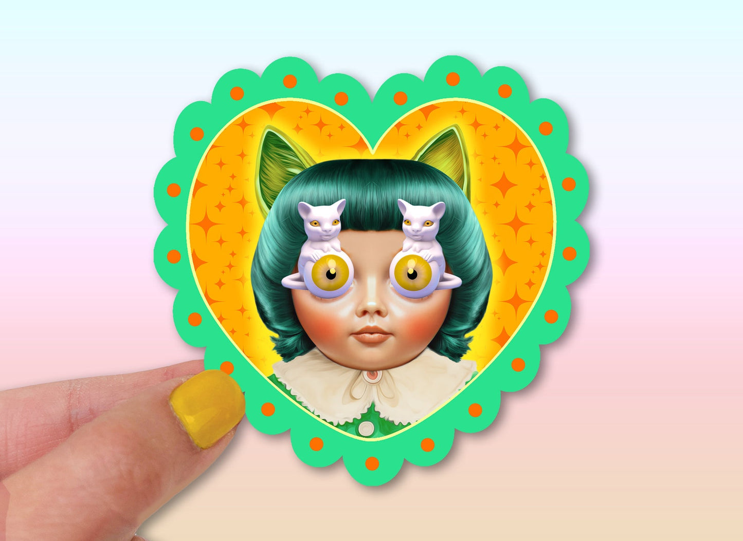 Kitschy Doll Heart Stickers