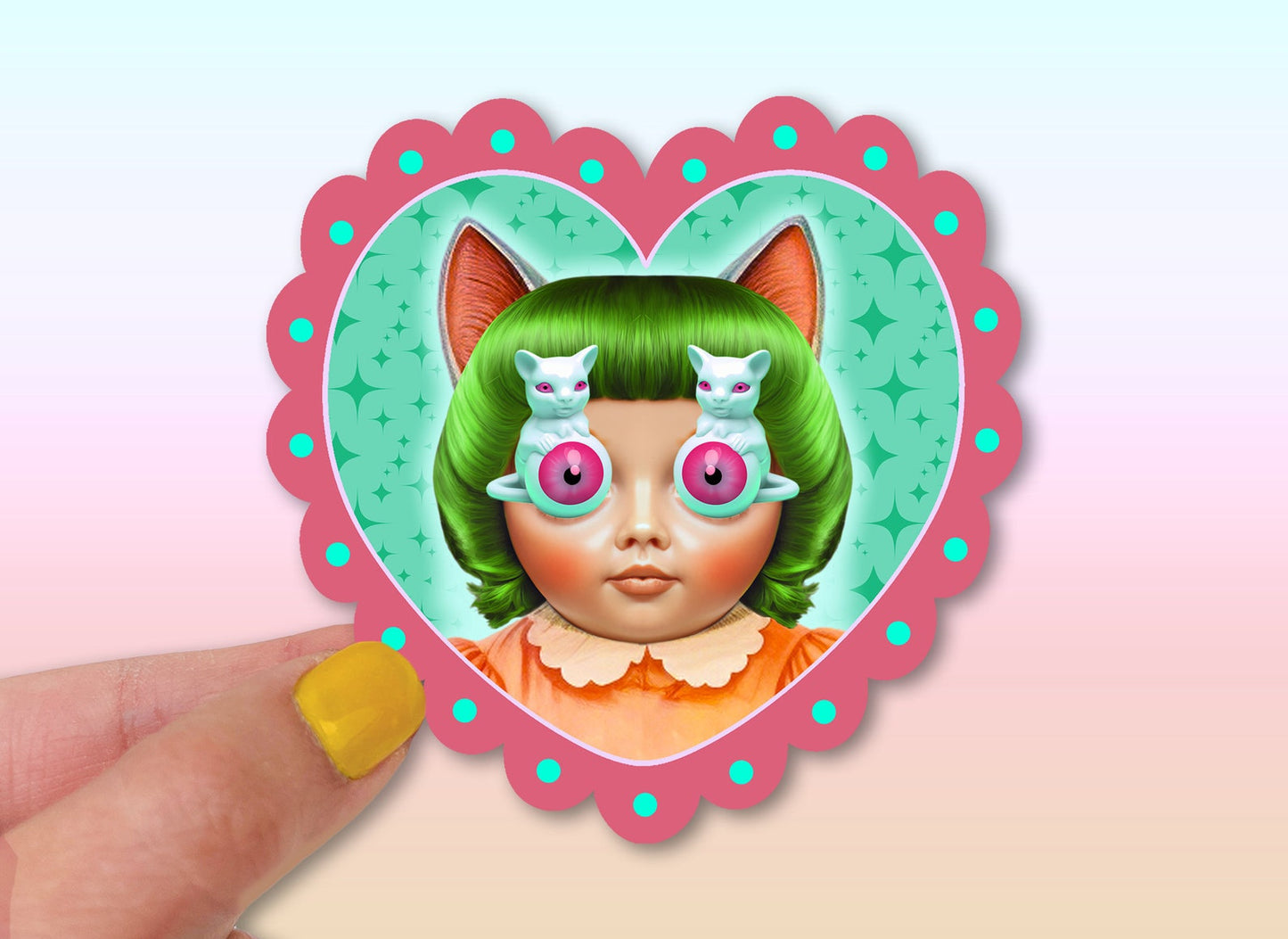 Kitschy Doll Heart Stickers