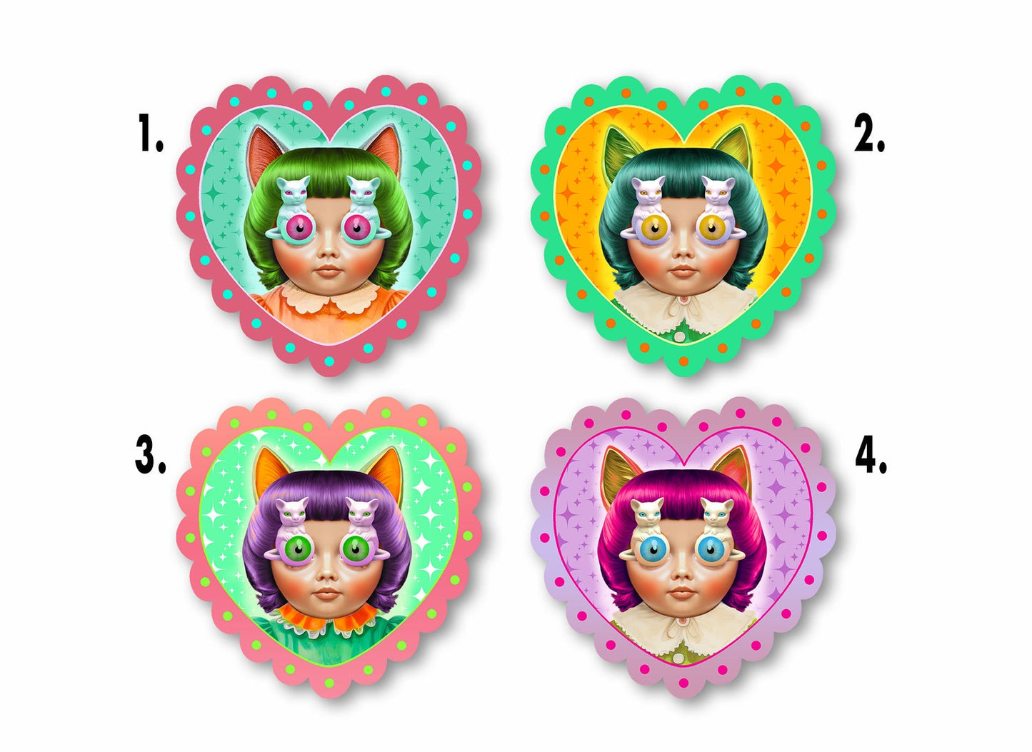 Kitschy Doll Heart Stickers