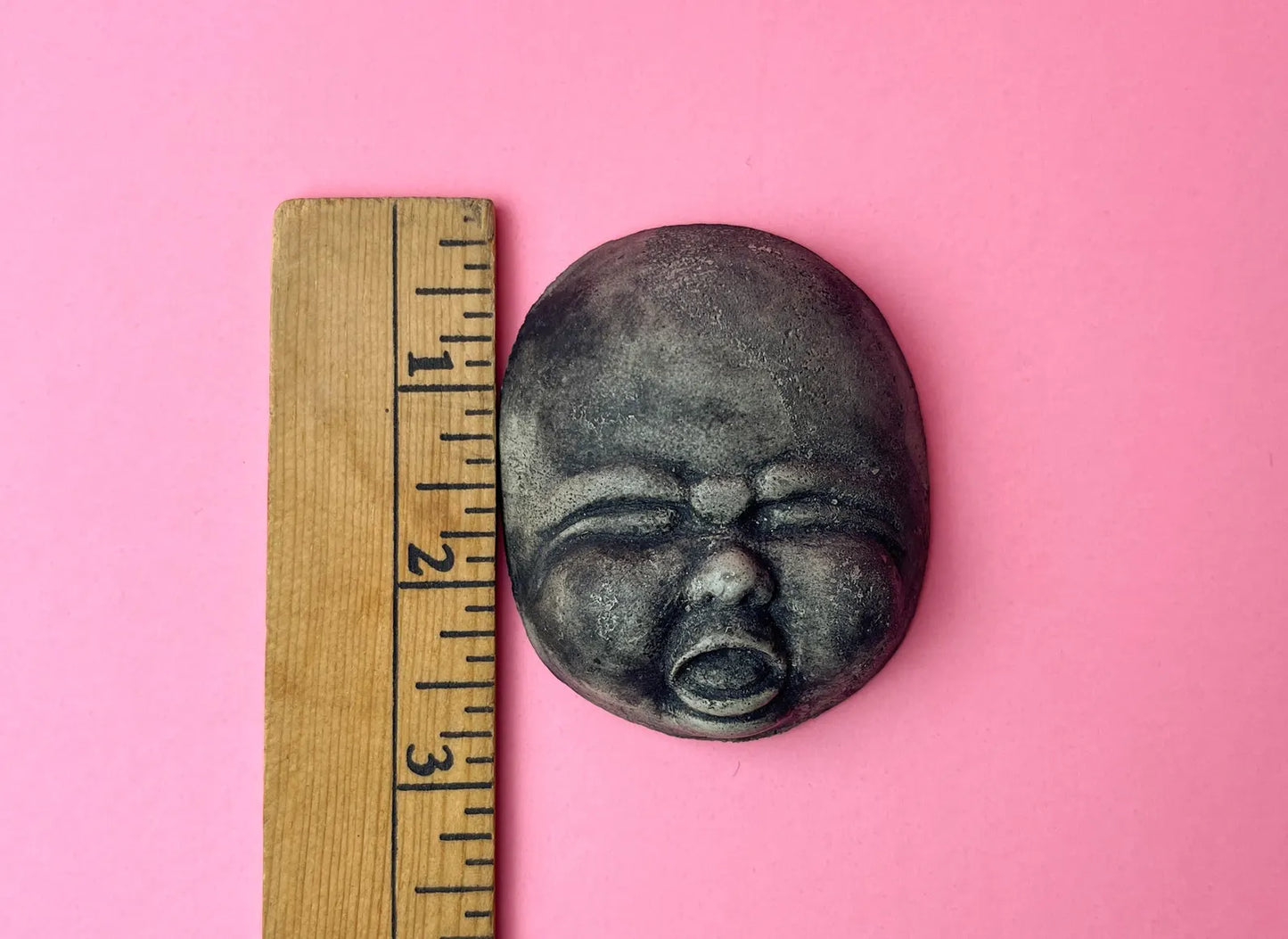 Set of 3 Cement Creepy Baby Doll Head Faces