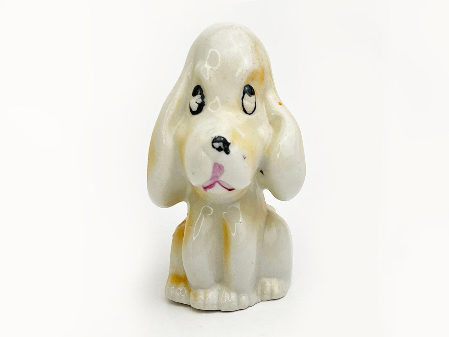 Vintage Ceramic Anthropomorphic Dog | Kitschy Bloodhound Figurine | Big eyes | Made in Japan