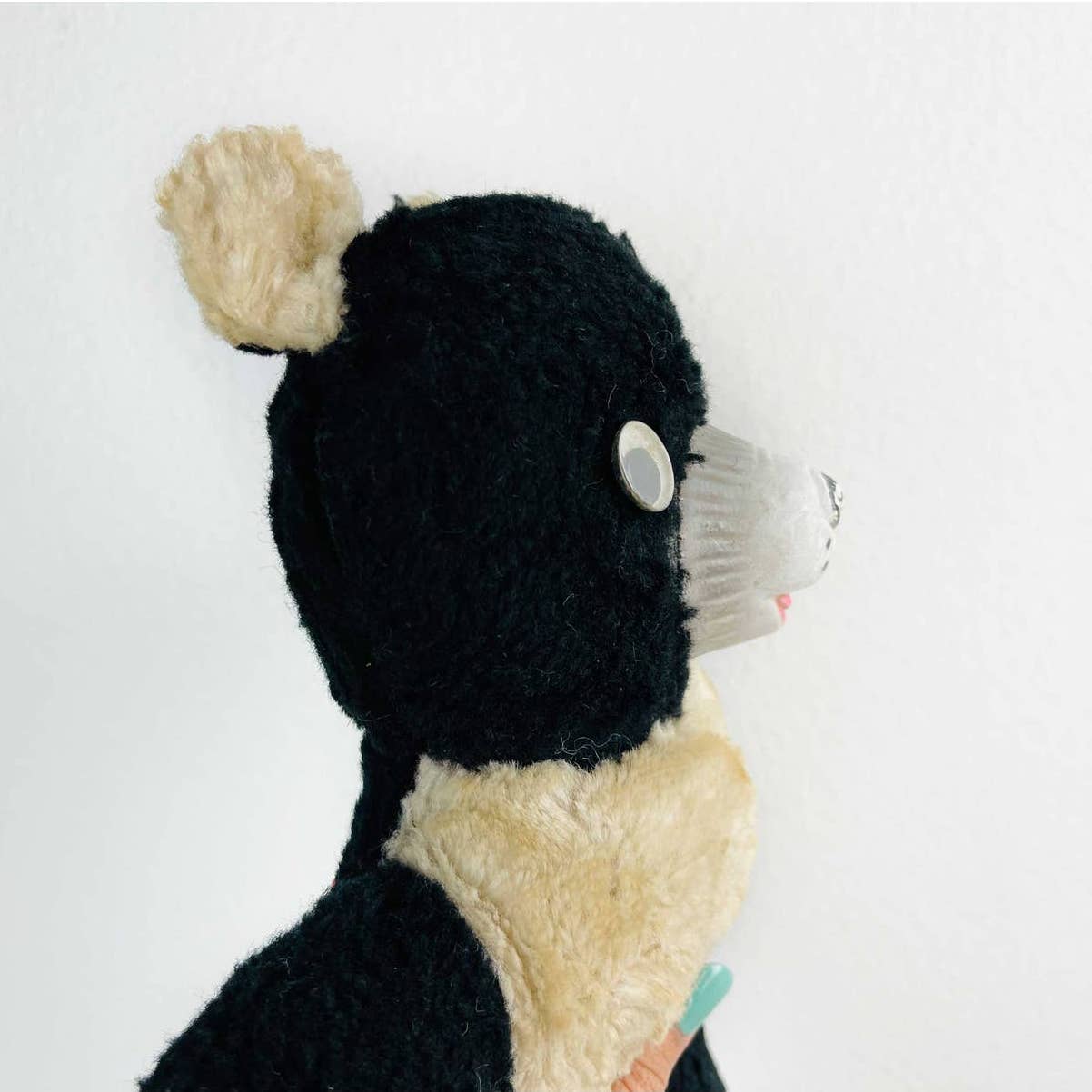 Vintage Rubber Face Panda Bear Plush Wind Up Musical Stuffed Teddy Google Eyes