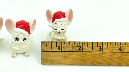 4 Vintage Lefton Mice Christmas Carolers Kitschy Figurines