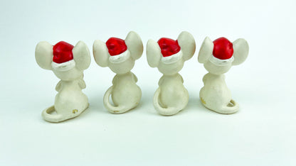 4 Vintage Lefton Mice Christmas Carolers Kitschy Figurines