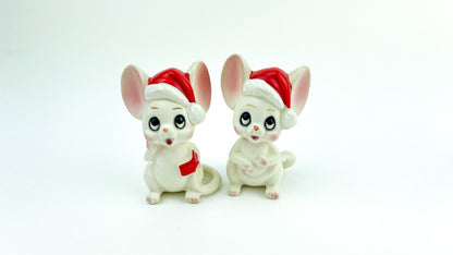 4 Vintage Lefton Mice Christmas Carolers Kitschy Figurines