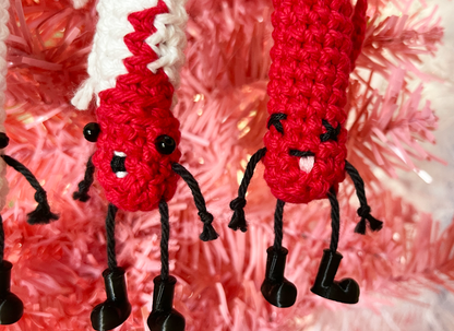 Funny Christmas Ornaments Evolution of a Tampon Set of 3 Crochet Tampons