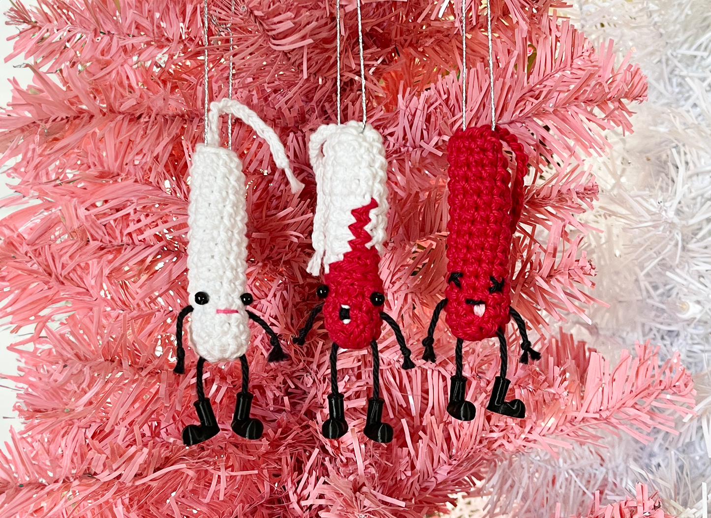 Funny Christmas Ornaments Evolution of a Tampon Set of 3 Crochet Tampons