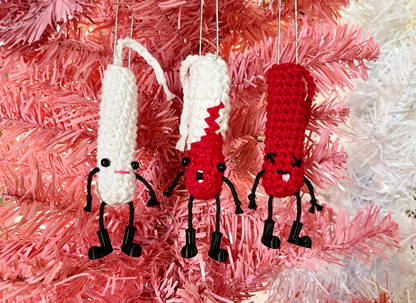Funny Christmas Ornaments Evolution of a Tampon Set of 3 Crochet Tampons