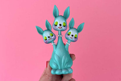 3 headed Bunny Rabbit - Teal