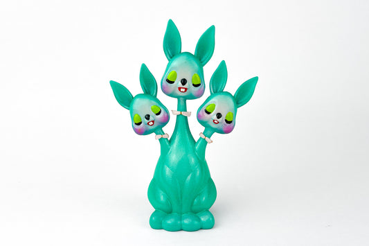 3 headed Bunny Rabbit - Teal