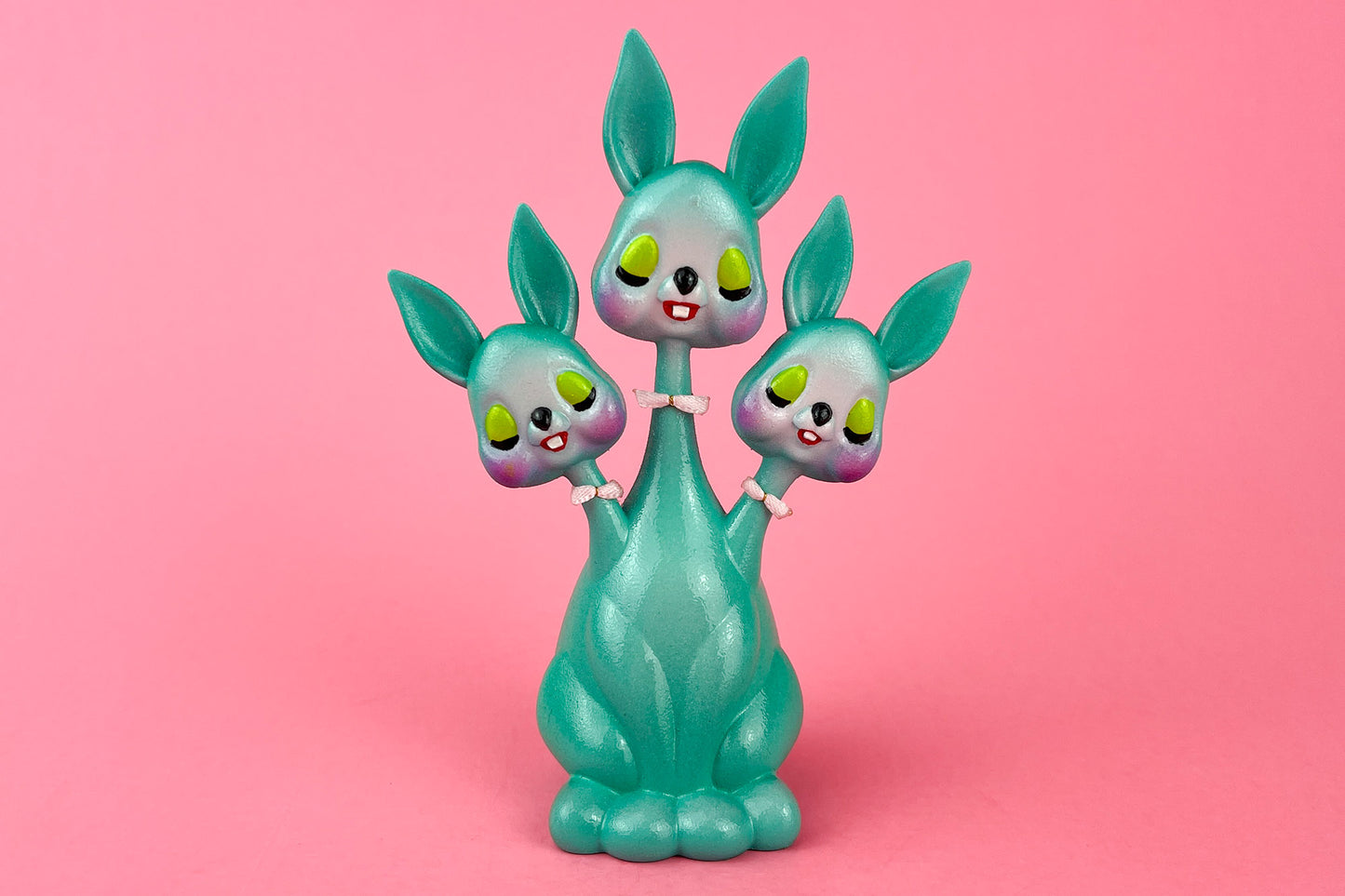 3 headed Bunny Rabbit - Teal