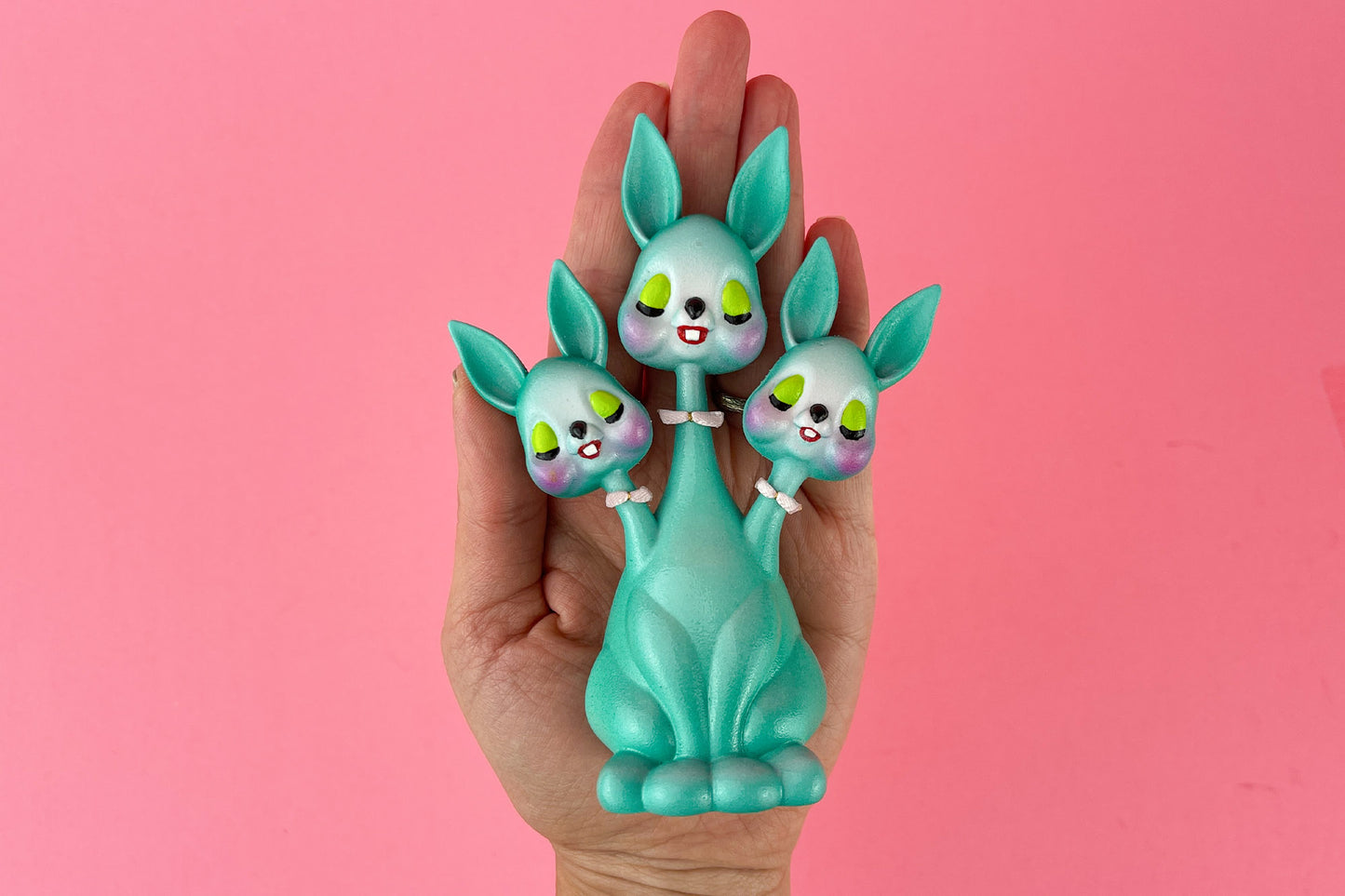 3 headed Bunny Rabbit - Teal