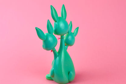 3 headed Bunny Rabbit - Teal