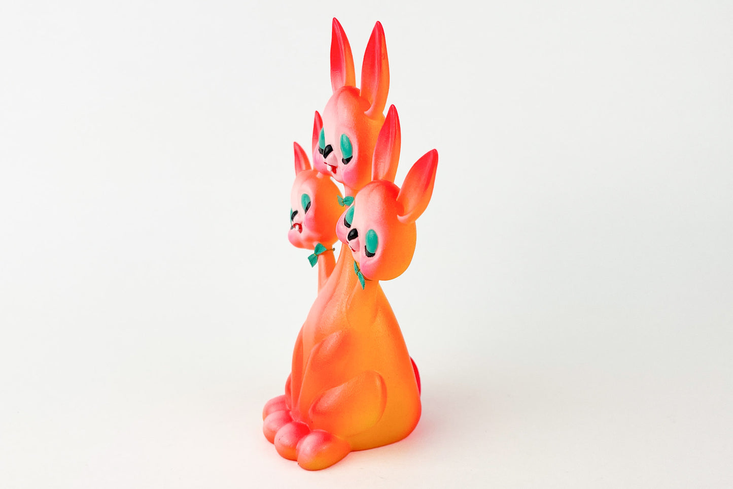 3 headed Bunny - Orange & Pink