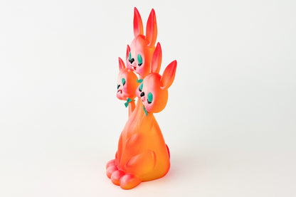 3 headed Bunny - Orange & Pink
