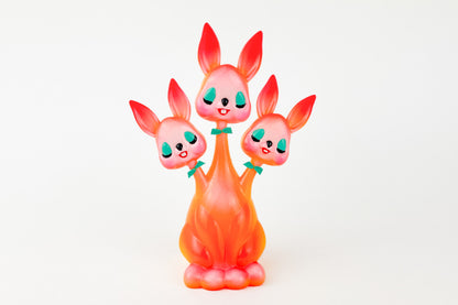 3 headed Bunny - Orange & Pink