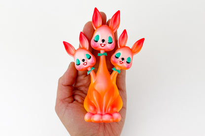 3 headed Bunny - Orange & Pink
