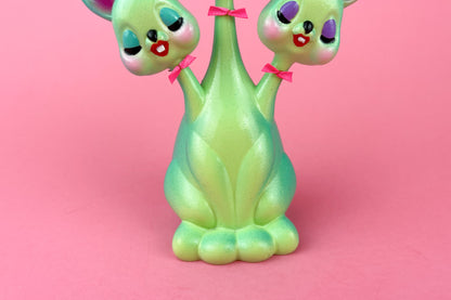 3 headed Bunny Green & Teal