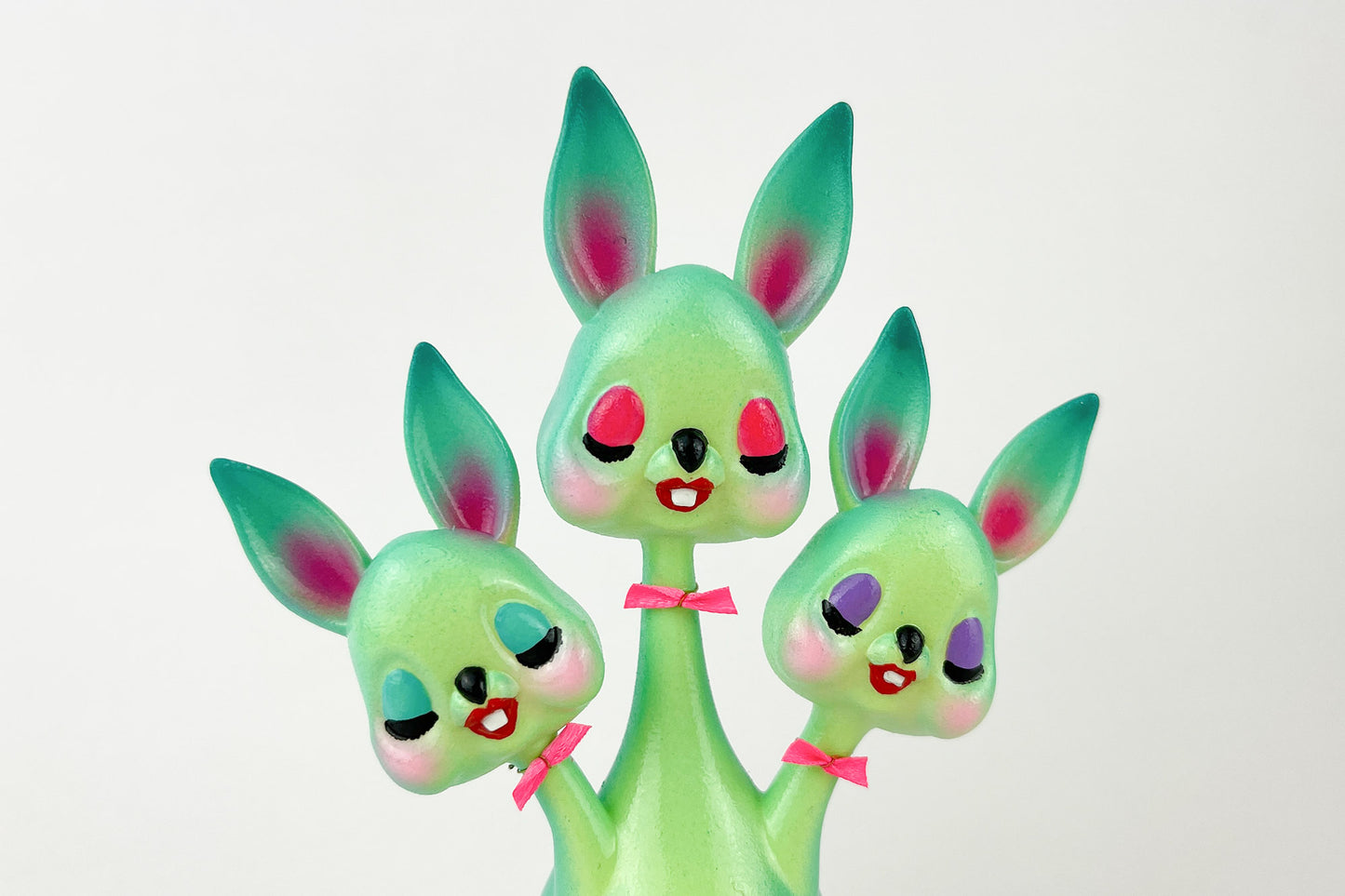 3 headed Bunny Green & Teal