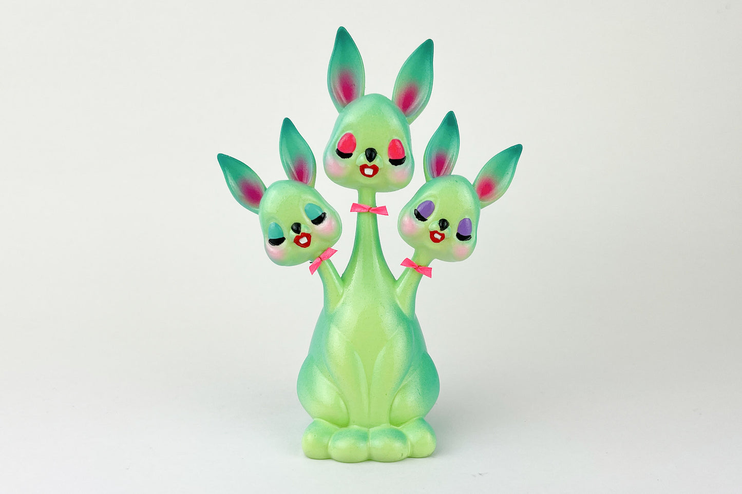 3 headed Bunny Green & Teal