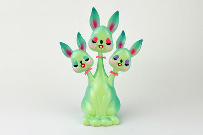 3 headed Bunny Green & Teal