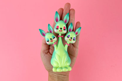 3 headed Bunny Green & Teal