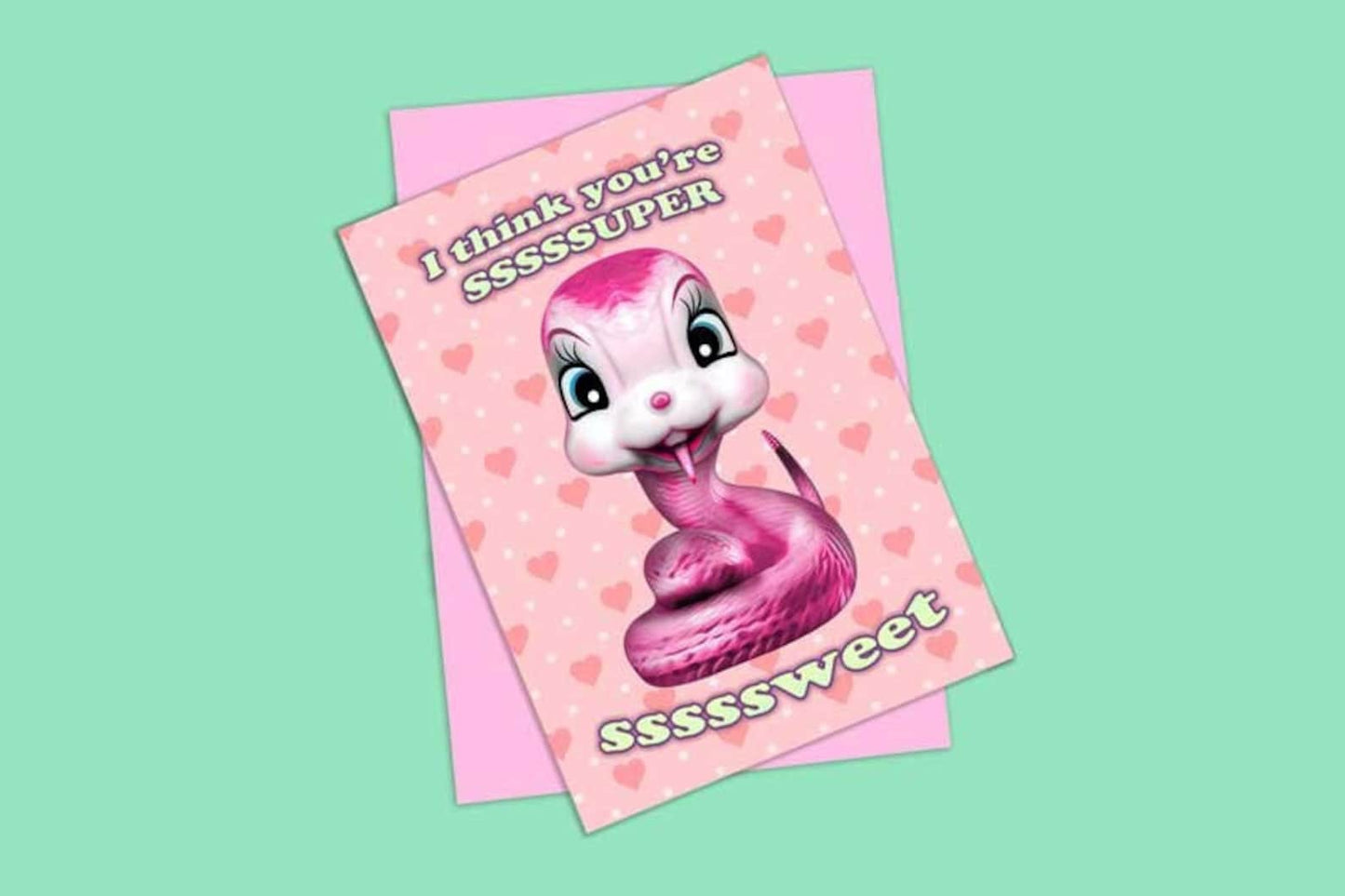 Anthropomorphic Snake Kitschy Greeting Card