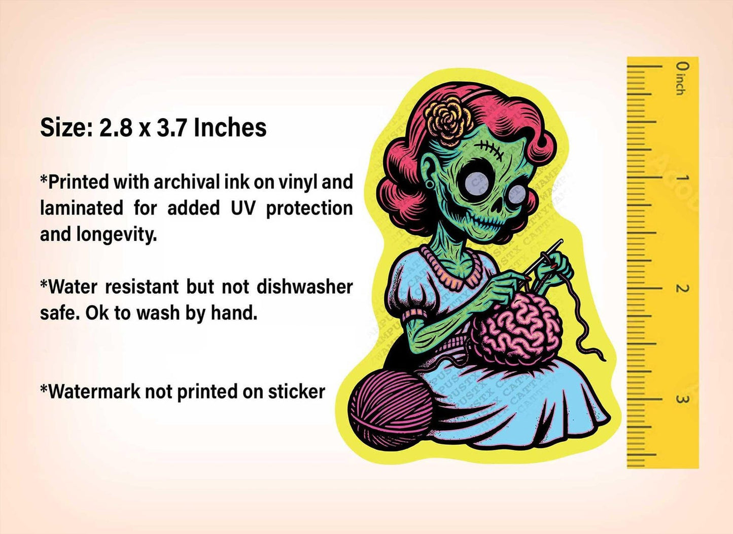 Kitschy Zombie Crocheting Sticker