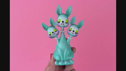 3 headed Bunny Rabbit - Teal