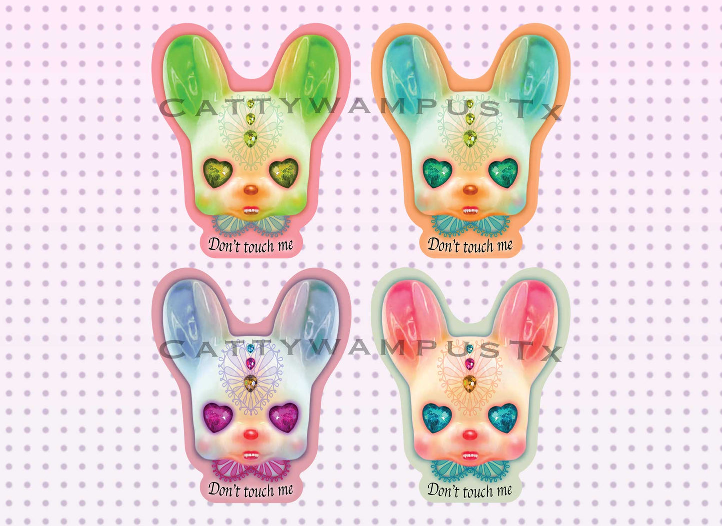 Don't Touch Me Kitschy Creature Head Stickers