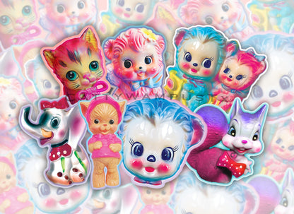 Kitschy Vintage Anthropomorphic Sticker Set