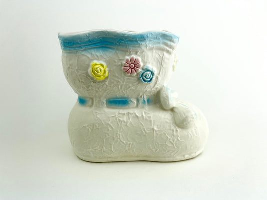 Vintage Planter | Baby Shoe Vase | Made in Japan | Ceramic Pottery | Vintage Kitschy Baby Decor
