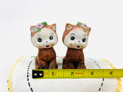Vintage Anthropomorphic Kittens Kitschy Salt and Pepper Shakers Set of 2 Brown Kitty Cat Figurines