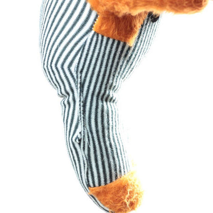 Vintage Peoria Plastic Co. Anthropomorphic Plush Bear Brown Teddy in Striped Overalls 15"