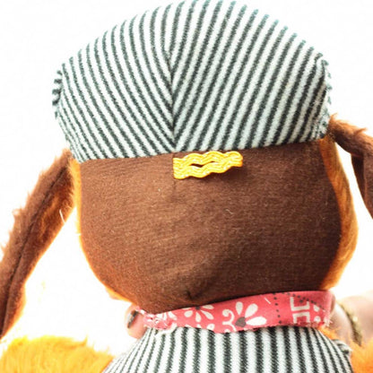 Vintage Peoria Plastic Co. Anthropomorphic Plush Bear Brown Teddy in Striped Overalls 15"